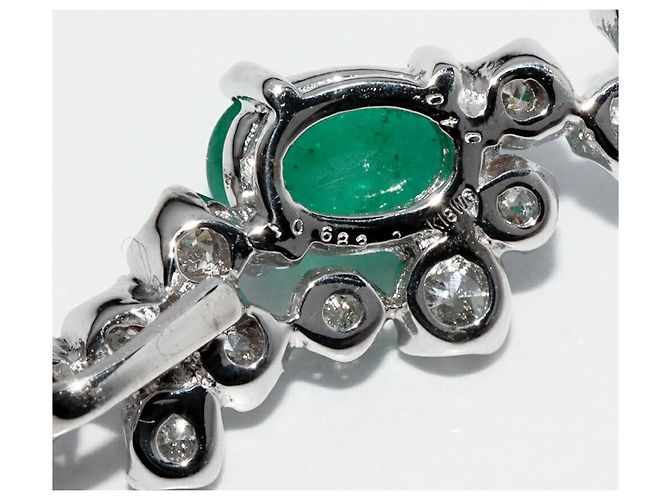 Autre Marque K18WG Smaragd-Diamant-Anhänger - Ansicht 4