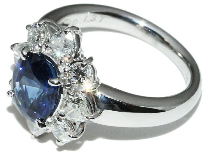 Autre Marque Anello in zaffiro Pt900 2,121 ct e diamante 1,37 ct - vista 3