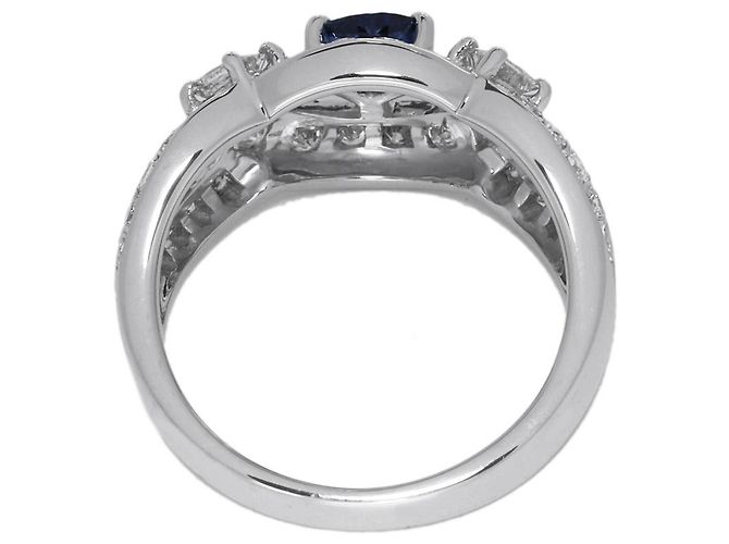 Autre Marque Herzring aus Pt900-Platin mit Saphir von 0,44 ct und Diamant von 0,85 ct, Größe 11 - Ansicht 5