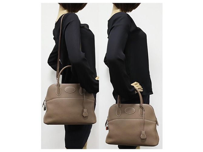 Hermès Borsa 2 in 1 Hermes Bolide Taurillon Clemence Grigio - vista 2
