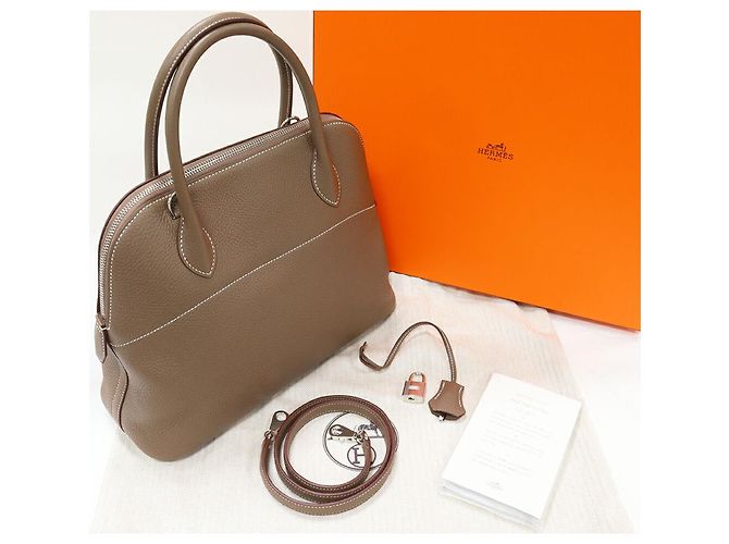 Hermès Borsa 2 in 1 Hermes Bolide Taurillon Clemence Grigio - vista 3