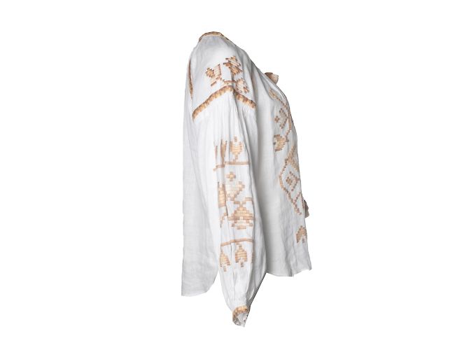 Autre Marque Elf März, weiße ethnische bestickte Bluse - Ansicht 4