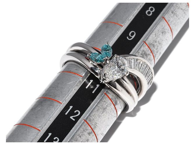 Autre Marque Pt900 Marquise-Schliff Diamant blauer Diamantring - Ansicht 2