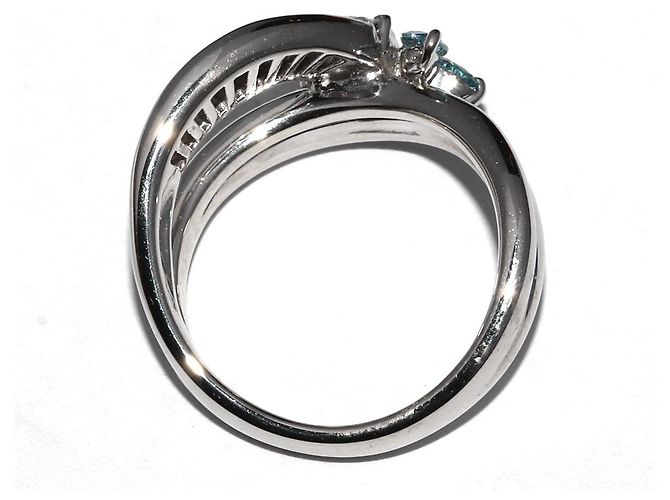 Autre Marque Pt900 Marquise-Schliff Diamant blauer Diamantring - Ansicht 3