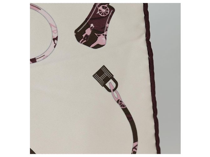 Hermès Sciarpa HERMES Carré 70 Kelly in Caleche Sete Marrone Beige Rosa Auth ac3231 - vista 11