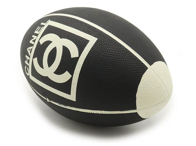 Palla da rugby Chanel in gomma Coco Mark nera e bianca usata Nero - vista 2