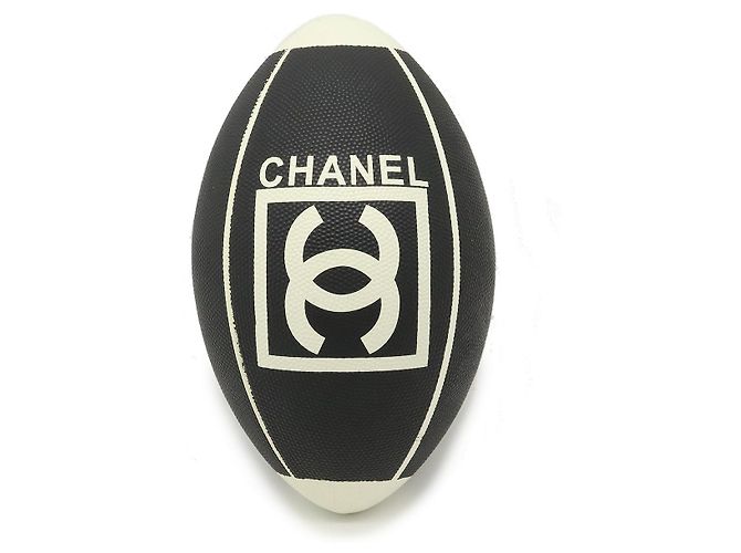 Palla da rugby Chanel in gomma Coco Mark nera e bianca usata Nero - vista 3