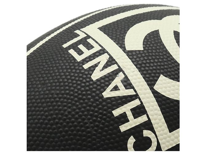 Palla da rugby Chanel in gomma Coco Mark nera e bianca usata Nero - vista 5