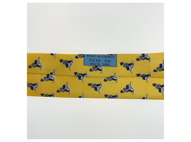 Corbata de seda con patrón de barco de Hermès Amarillo - vista 4