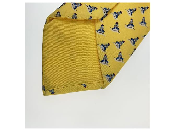 Corbata de seda con patrón de barco de Hermès Amarillo - vista 5