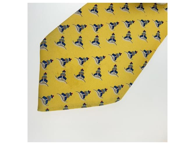 Corbata de seda con patrón de barco de Hermès Amarillo - vista 6