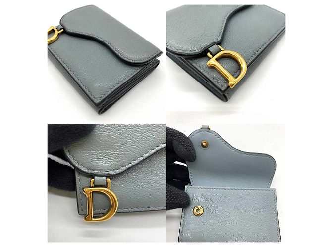 Billetera compacta de cuero Saddle de Dior Gris - vista 5