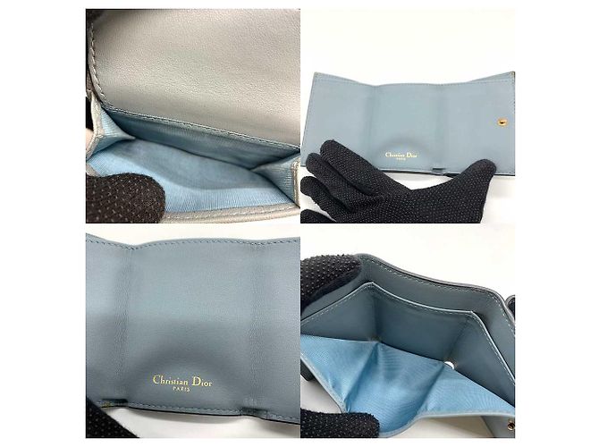 Billetera compacta de cuero Saddle de Dior Gris - vista 6