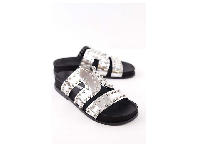 Sandro Mules en cuir verni - vue 3