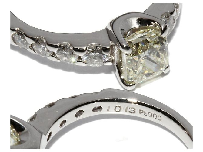 Autre Marque Pt900 Platin-Diamantring 1,013 ct hellgelb-SI1-mittelblau - Ansicht 5