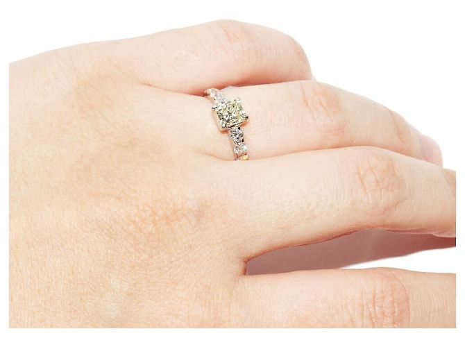 Autre Marque Pt900 Platin-Diamantring 1,013 ct hellgelb-SI1-mittelblau - Ansicht 6