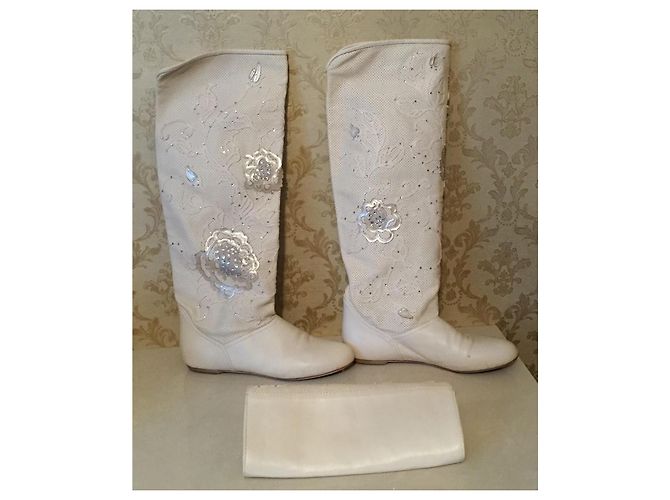 Loriblu Lederstiefel Creme Größe 39 Roh - Ansicht 10