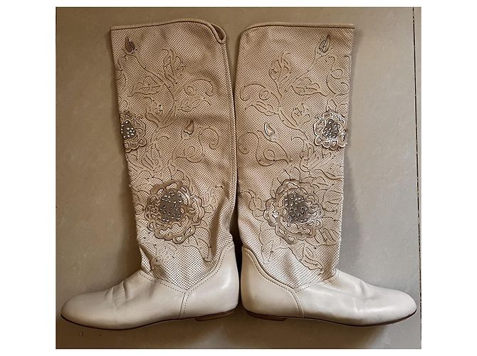 Loriblu Lederstiefel Creme Größe 39 Roh - Ansicht 3