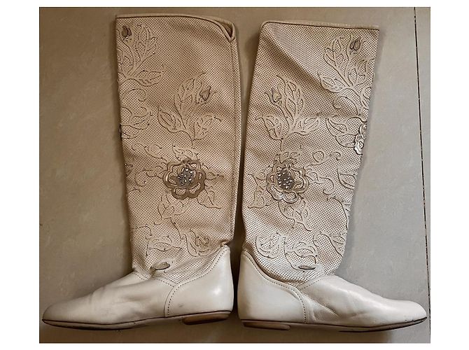 Loriblu Lederstiefel Creme Größe 39 Roh - Ansicht 5