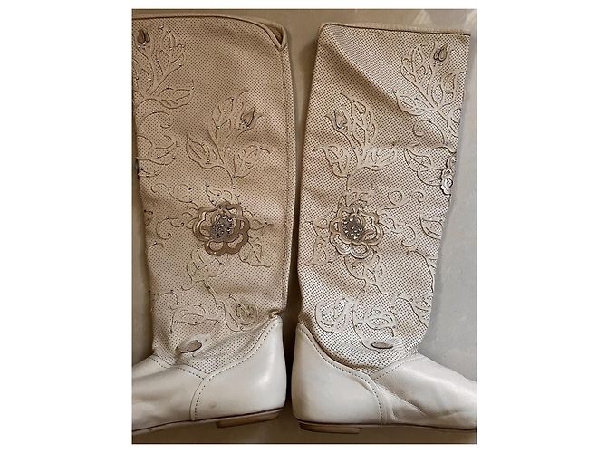Loriblu Lederstiefel Creme Größe 39 Roh - Ansicht 6