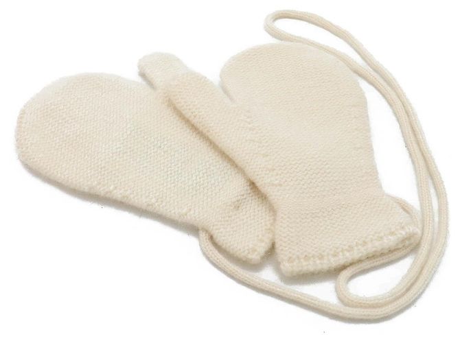 Hermès Luva de bebê 100% cashmere Hermes Chapéu 2 em 1 Off White Fora de branco - vista 3