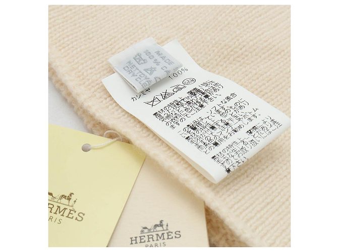 Hermès Luva de bebê 100% cashmere Hermes Chapéu 2 em 1 Off White Fora de branco - vista 4