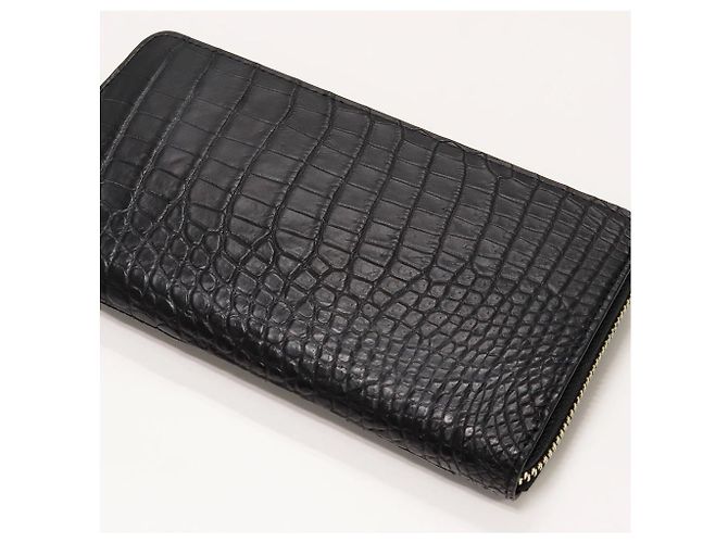 Autre Marque Cartera larga con cremallera de cocodrilo negra 2301413 Negro - vista 3