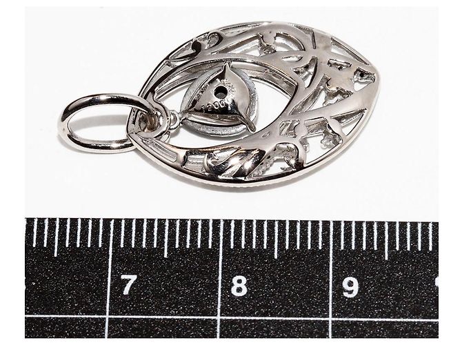 Autre Marque Au750 Weißgold Anhänger mit schwarzem Diamant - Ansicht 2