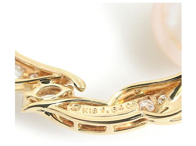 Autre Marque Spilla in perle e diamanti MIKIMOTO in oro giallo 18K 11,8mm D1,64ct D'oro - vista 6