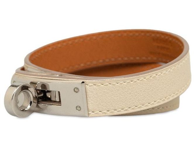 Hermès Pulsera de cuero Hermes Kelly Double Tour Blanco - vista 2