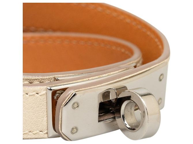 Hermès Pulsera de cuero Hermes Kelly Double Tour Blanco - vista 4