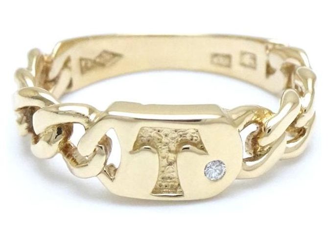 Autre Marque Initial T Diamond Ring K18YG Yellow Gold Golden - view 3