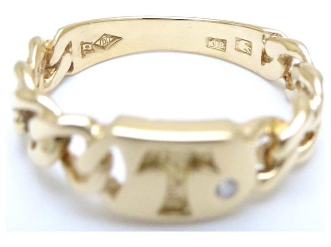 Autre Marque Initial T Diamond Ring K18YG Yellow Gold Golden - view 7