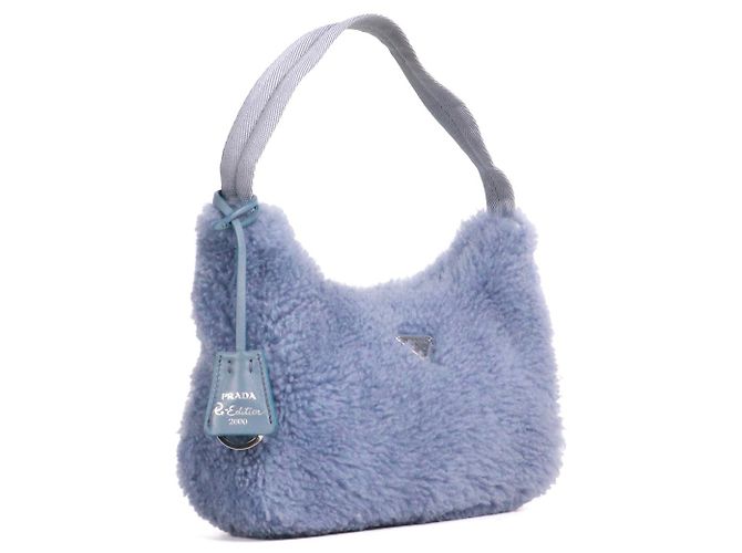 PRADA - Borsa a spalla mini Prada Re-Edition 2000 in lana blu - vista 2