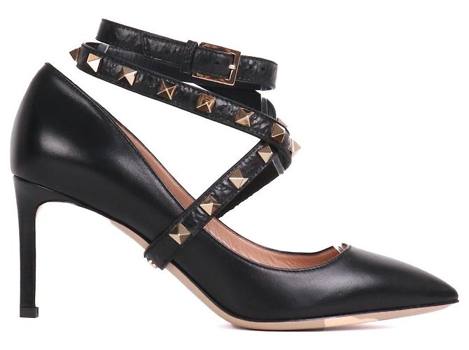 Valentino Garavani VALENTINO - Décolleté Valentino Rockstud in pelle nera (T36) - vista 2
