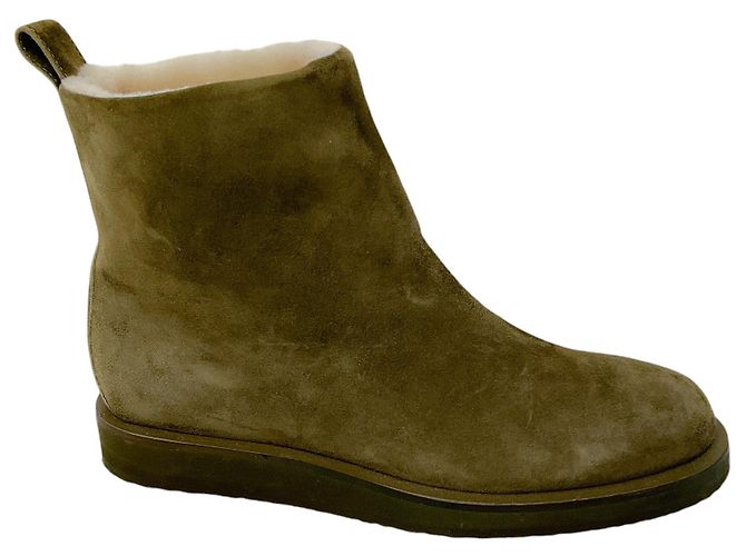 Stivaletti in suede foderati in shearling verde oliva Tamara Mellon - vista 2