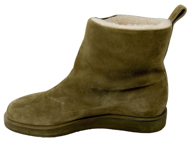 Stivaletti in suede foderati in shearling verde oliva Tamara Mellon - vista 3