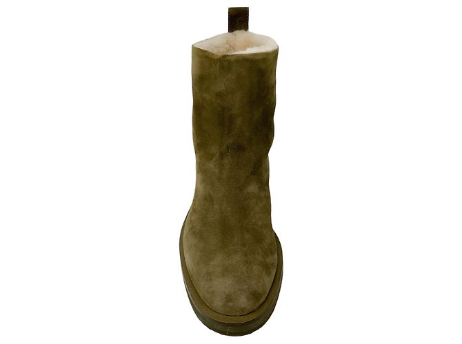 Stivaletti in suede foderati in shearling verde oliva Tamara Mellon - vista 4