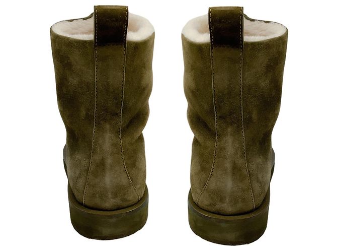 Stivaletti in suede foderati in shearling verde oliva Tamara Mellon - vista 6