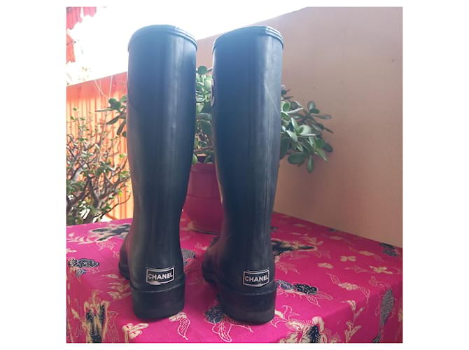 Cambon Chanel Botas de lluvia Negro - vista 3
