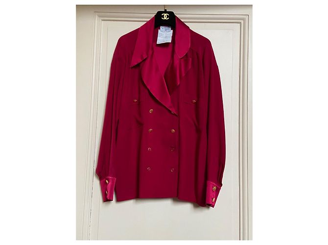 Camicetta Chanel in seta rossa Rosso - vista 2