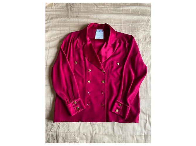 Camicetta Chanel in seta rossa Rosso - vista 3