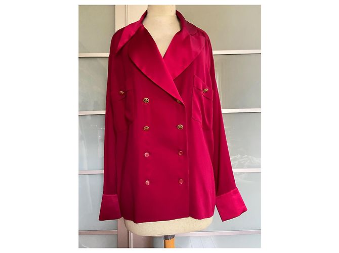 Camicetta Chanel in seta rossa Rosso - vista 9