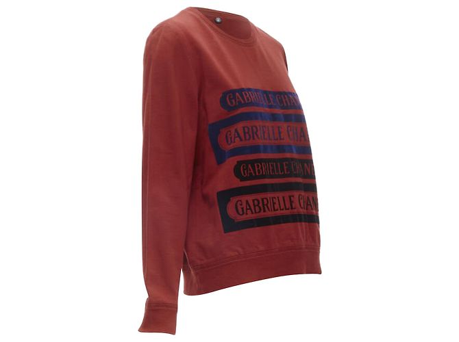 Chanel 2017 Gabrielle Velvet Print Roter Baumwollfleece Pullover Fr40 M - Ansicht 3