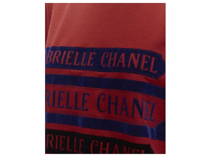 Chanel 2017 Gabrielle Velvet Print Roter Baumwollfleece Pullover Fr40 M - Ansicht 7