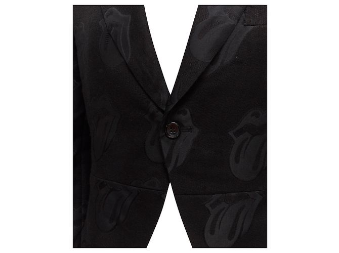 Comme Des Garcons Homme Plus 2005 Rolling Stone Jacquard Blazer Schwarz Frack M - Ansicht 2