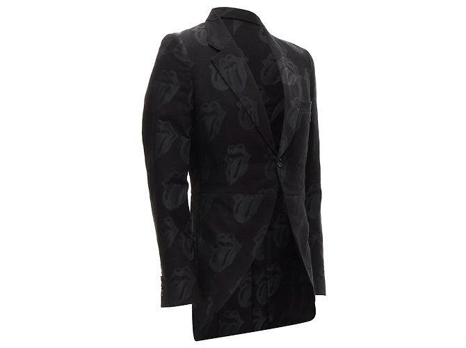 Comme Des Garcons Homme Plus 2005 Rolling Stone Jacquard Blazer Schwarz Frack M - Ansicht 4