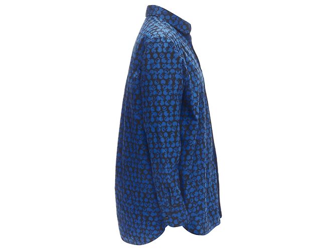 Camicia oversize Louis Vuitton Virgil Abloh nera e blu a pois LV Monogram L - vista 4
