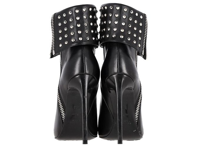 Stivaletti a risvolto con borchie Saint Laurent Paris in pelle nera Nero - vista 5