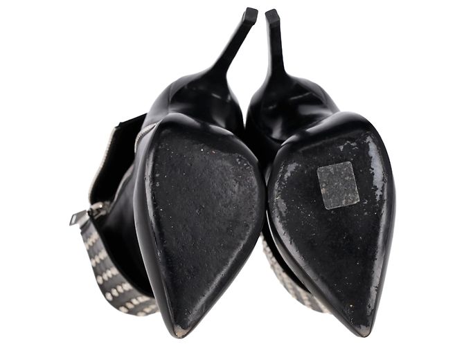Stivaletti a risvolto con borchie Saint Laurent Paris in pelle nera Nero - vista 6
